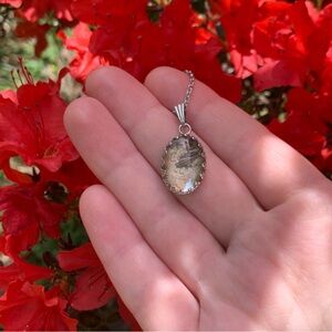 Handmade Star Borage Dried Flower Pendant Stainless Steel Chain